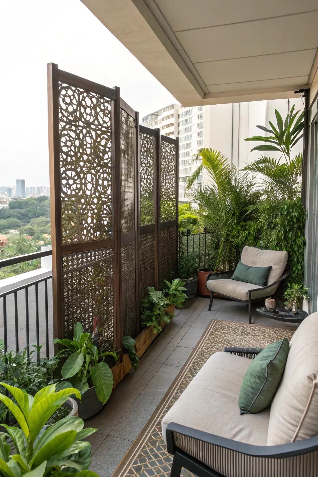 Privacy screens provide tranquility and style.