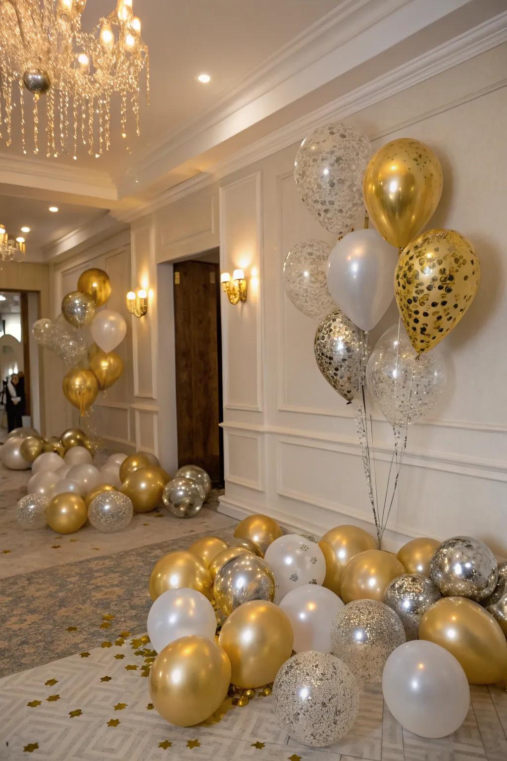 Metallic spheres contribute an impression of allure and sophistication.