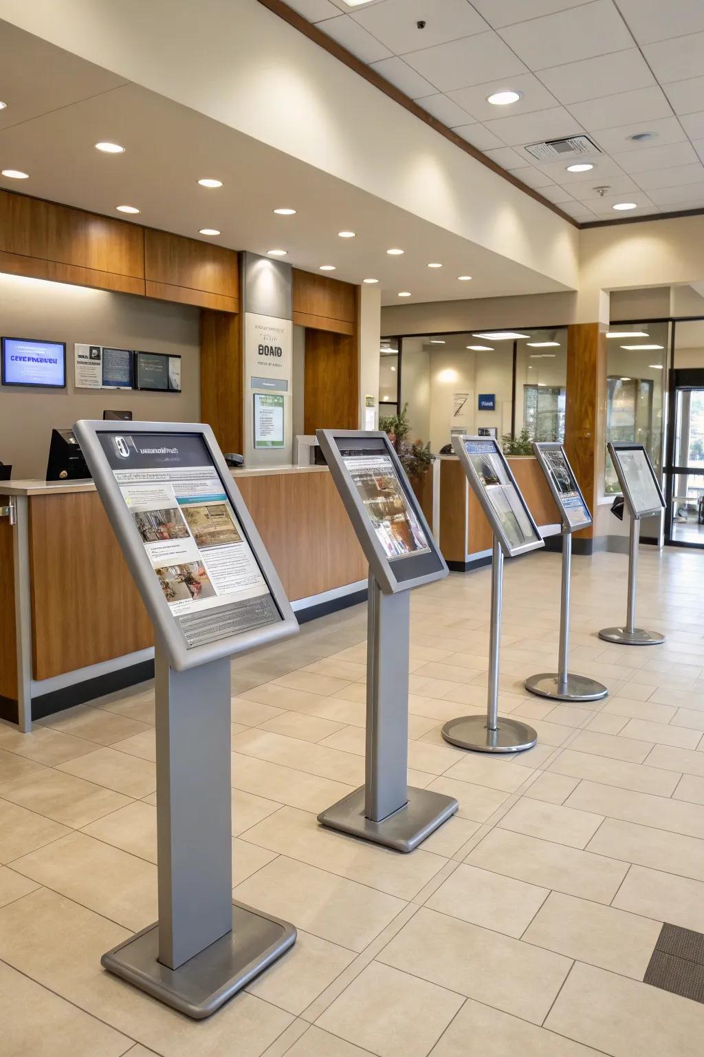 Freestanding boards provide information and enhance communication.