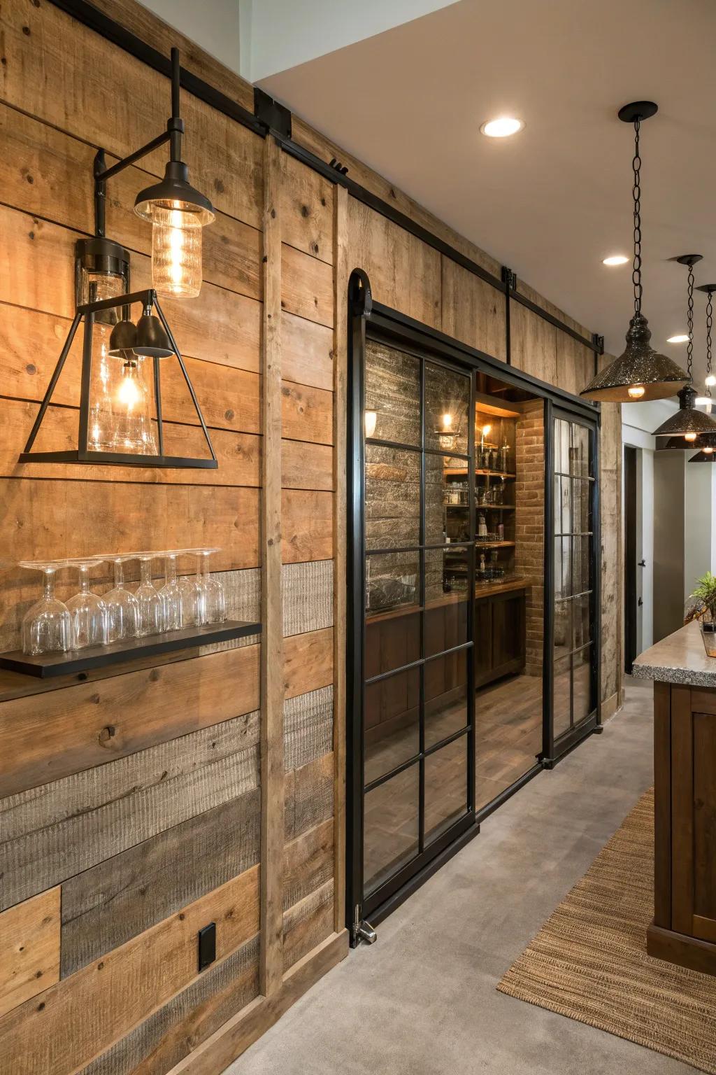 Unite rustic wood alongside sleek materials to ensure a modern nuance.