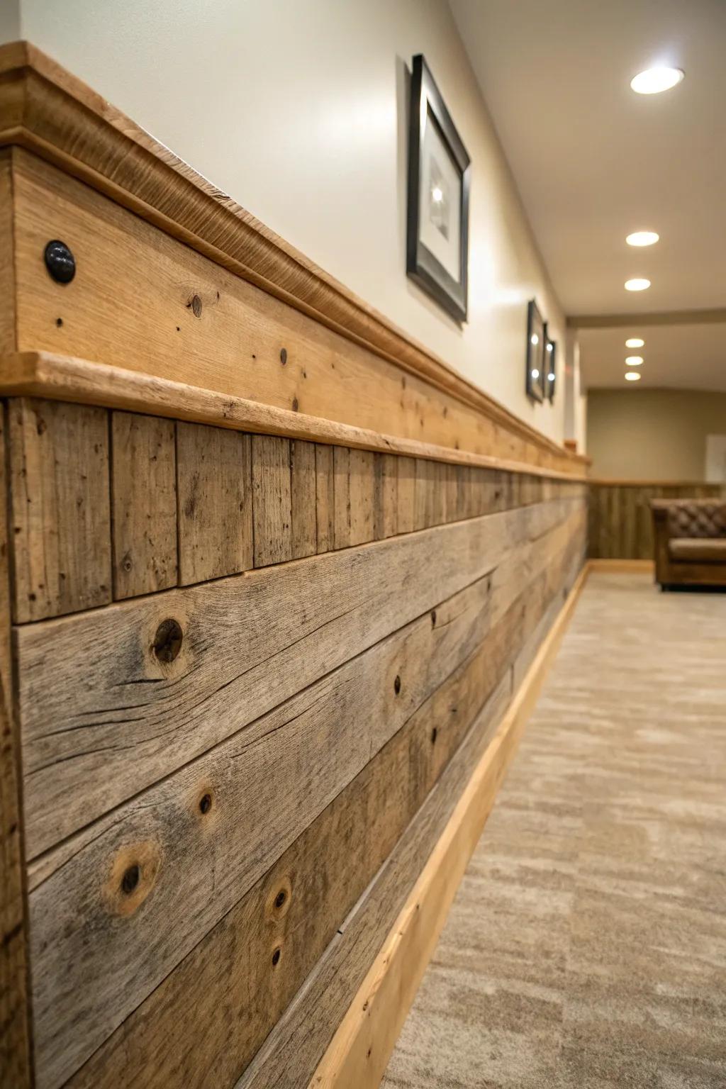 Reclaimed wood trim adds unique character.