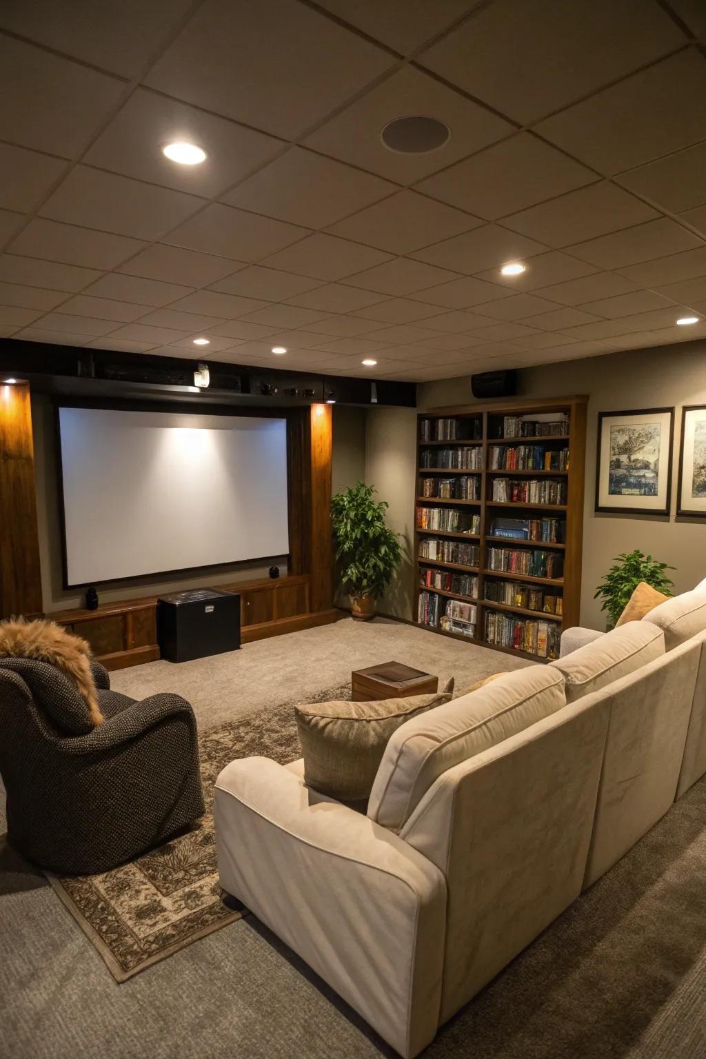 A projector display for a home cinema experience.