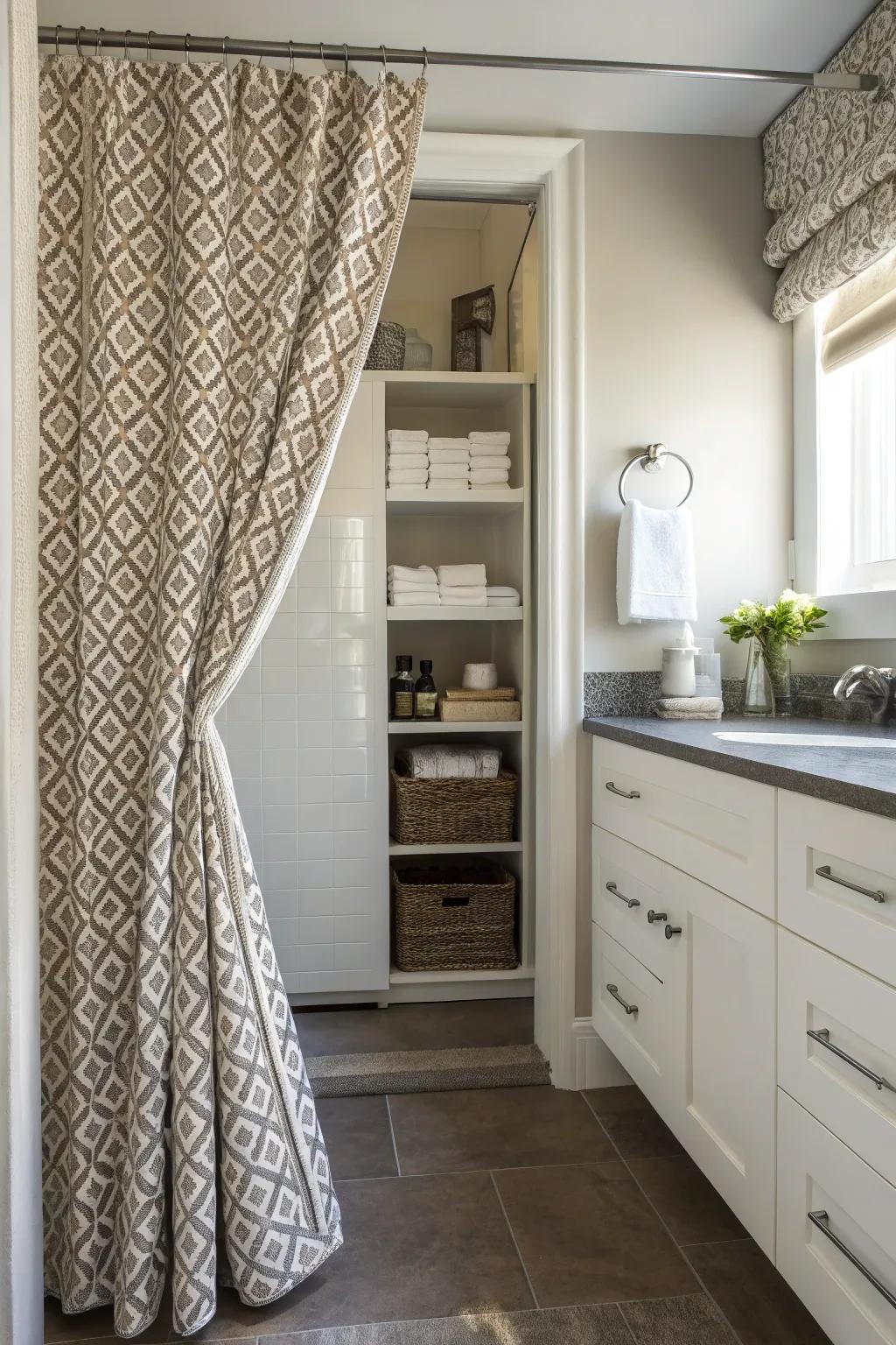 A drape provides versatility between openness and privacy.