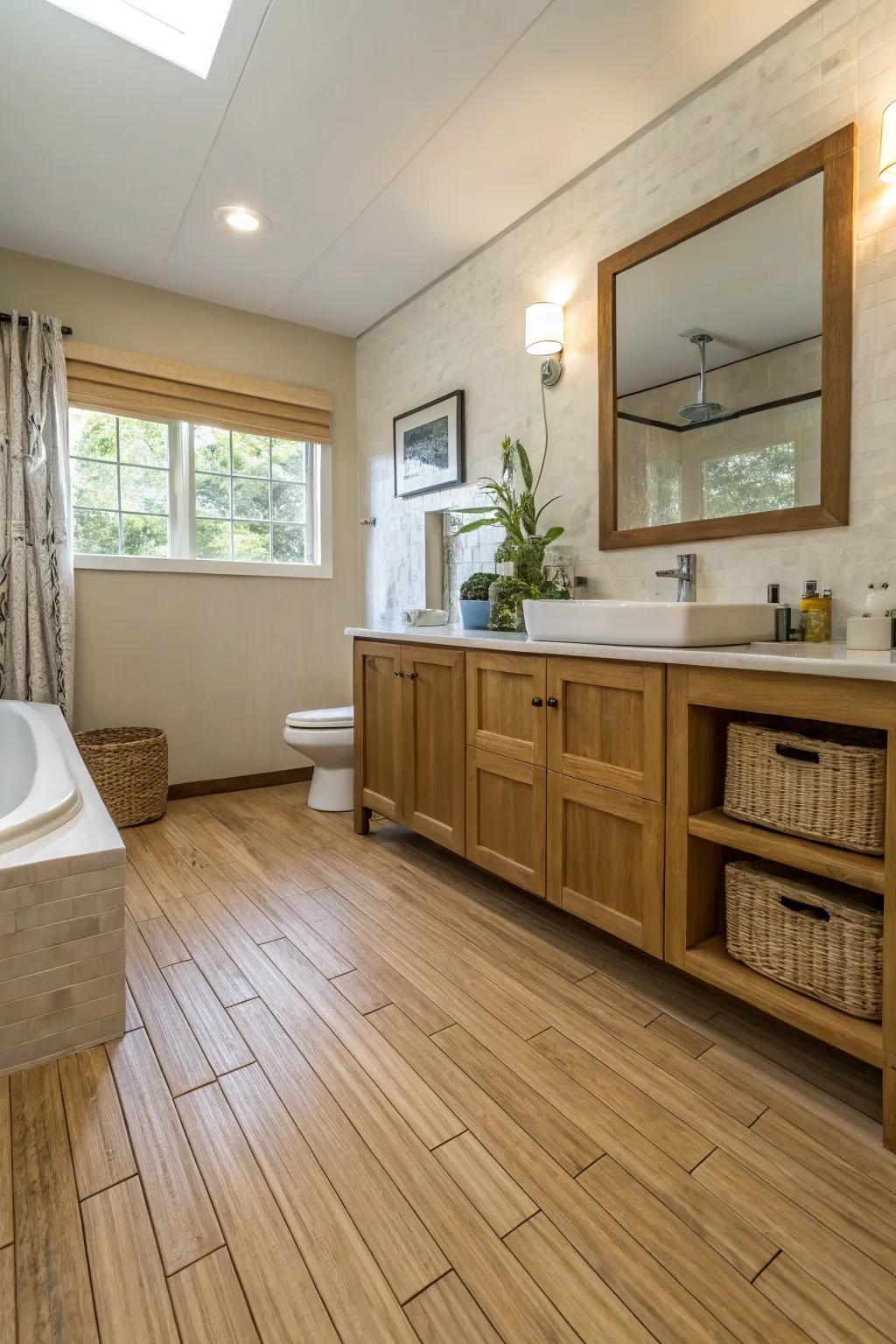 Bamboo flooring adds eco-conscious warmth.