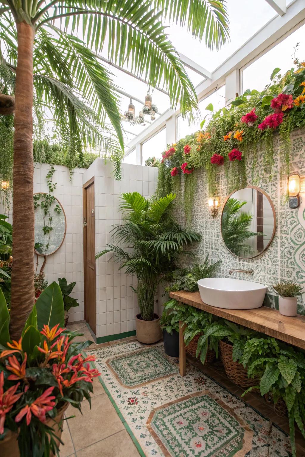 Immerse yourself in jungle vibes through lush greenery and striking chromatic schemes.