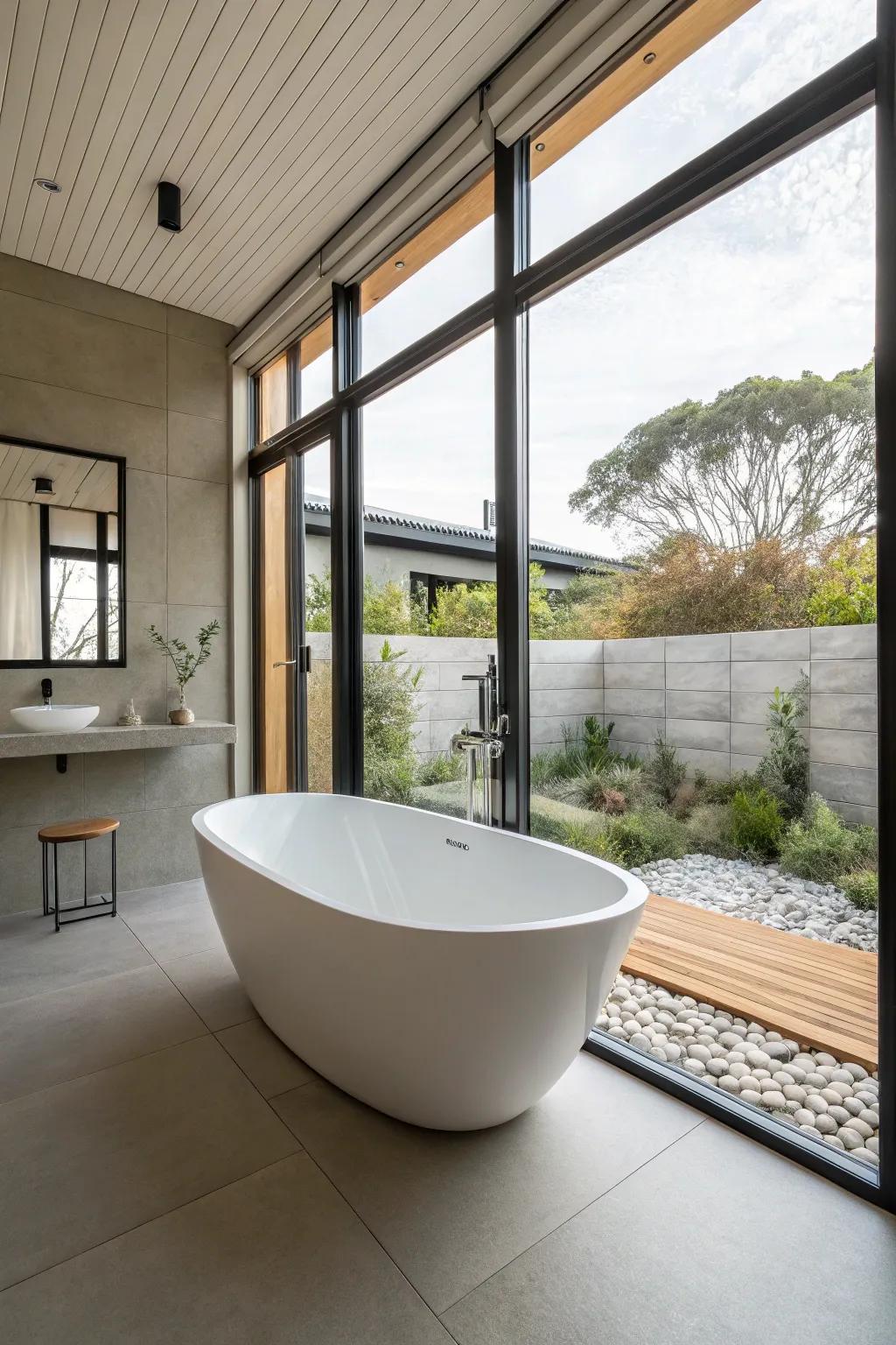 Create an airy impression with a raised tub design.