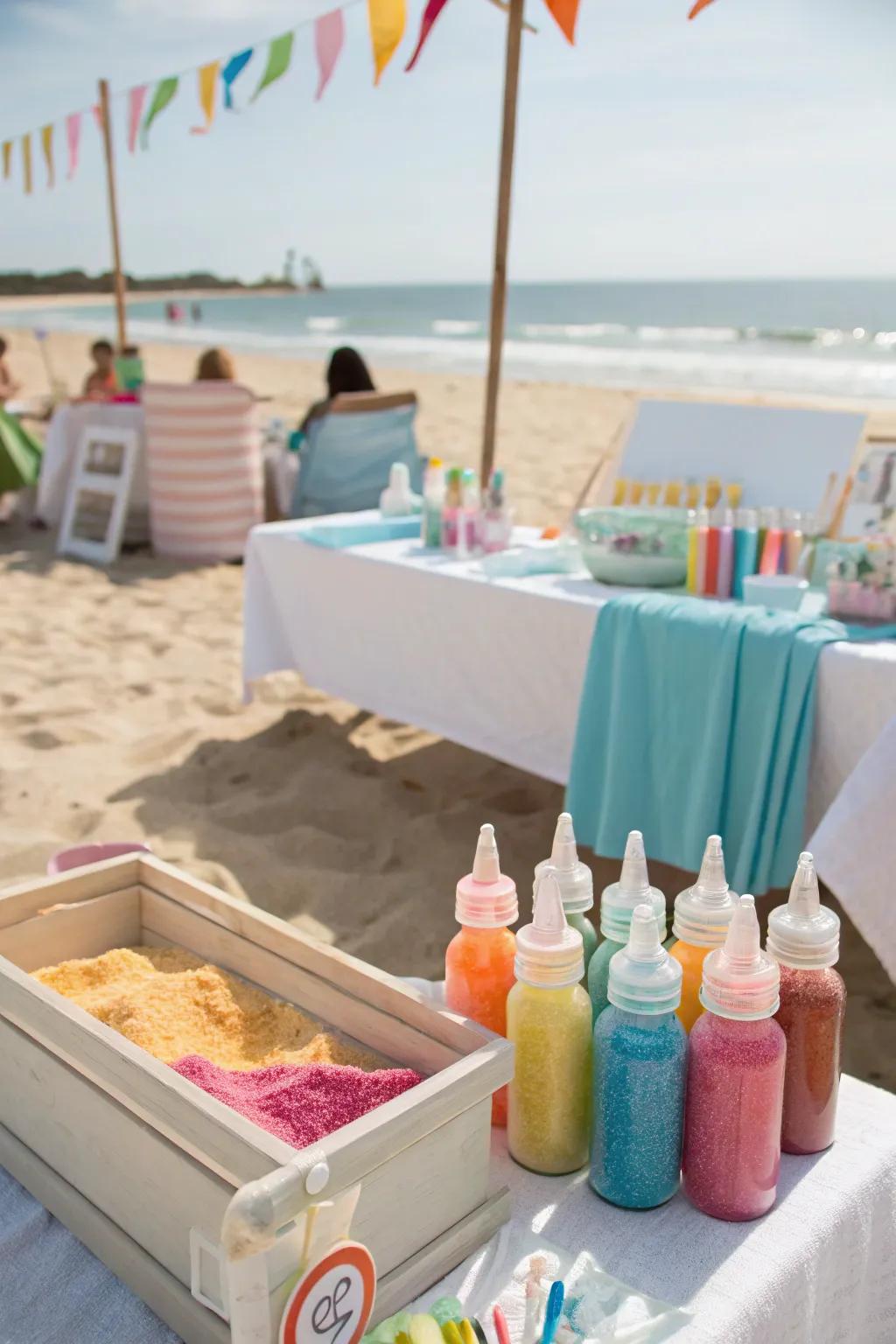 A grain art station permits attendees to design their own unparalleled keepsakes.