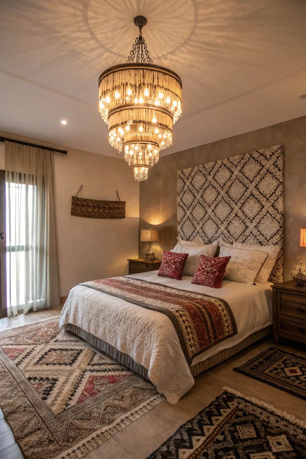 Enhance your space with a layered chandelier.