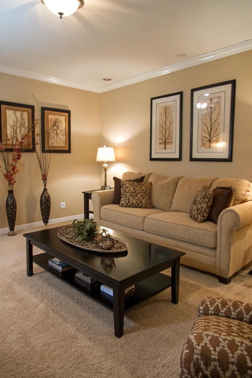 Black decor introduces drama and contrast.