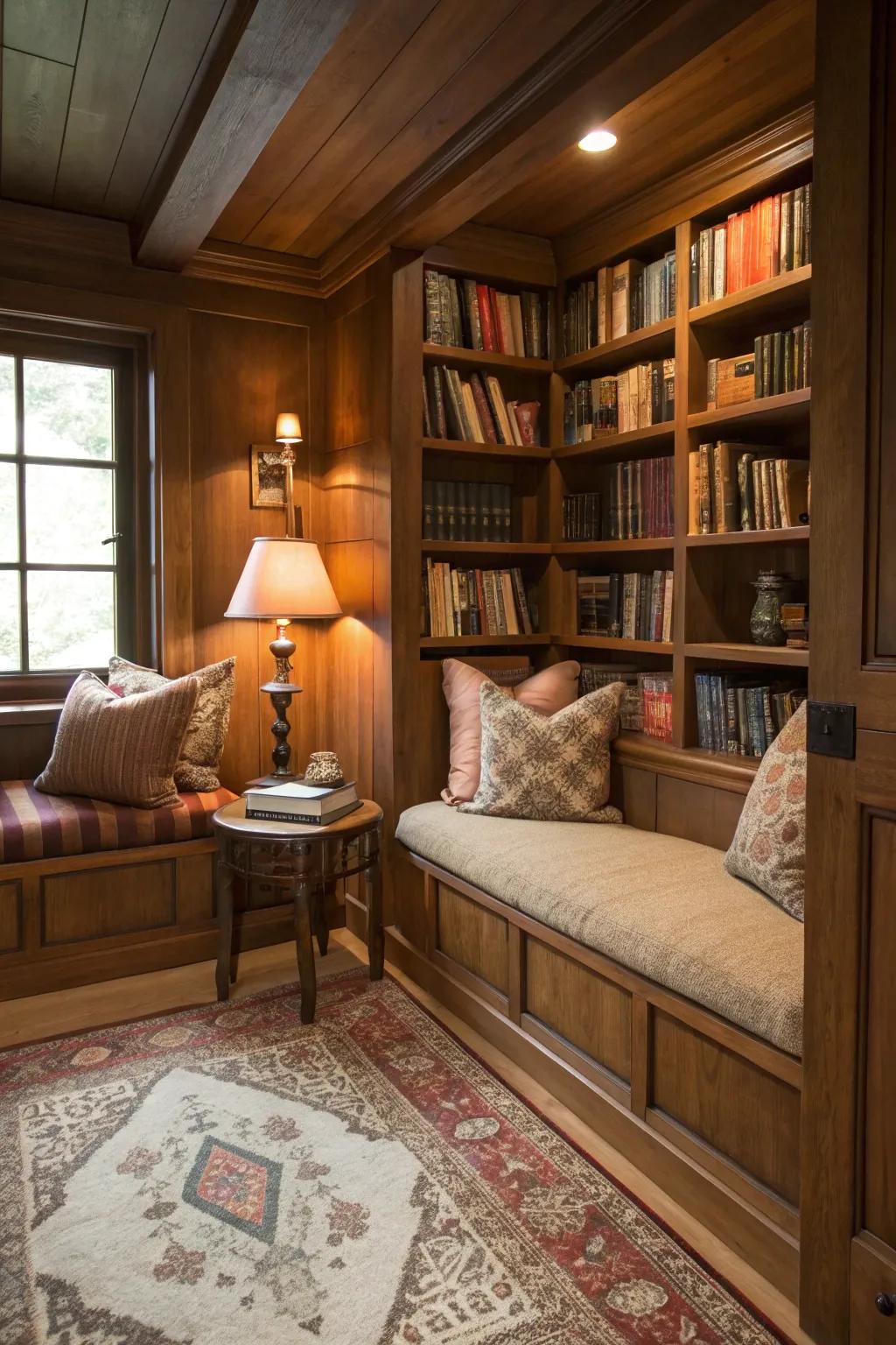A snug learning nook engulfed in comforting brown.