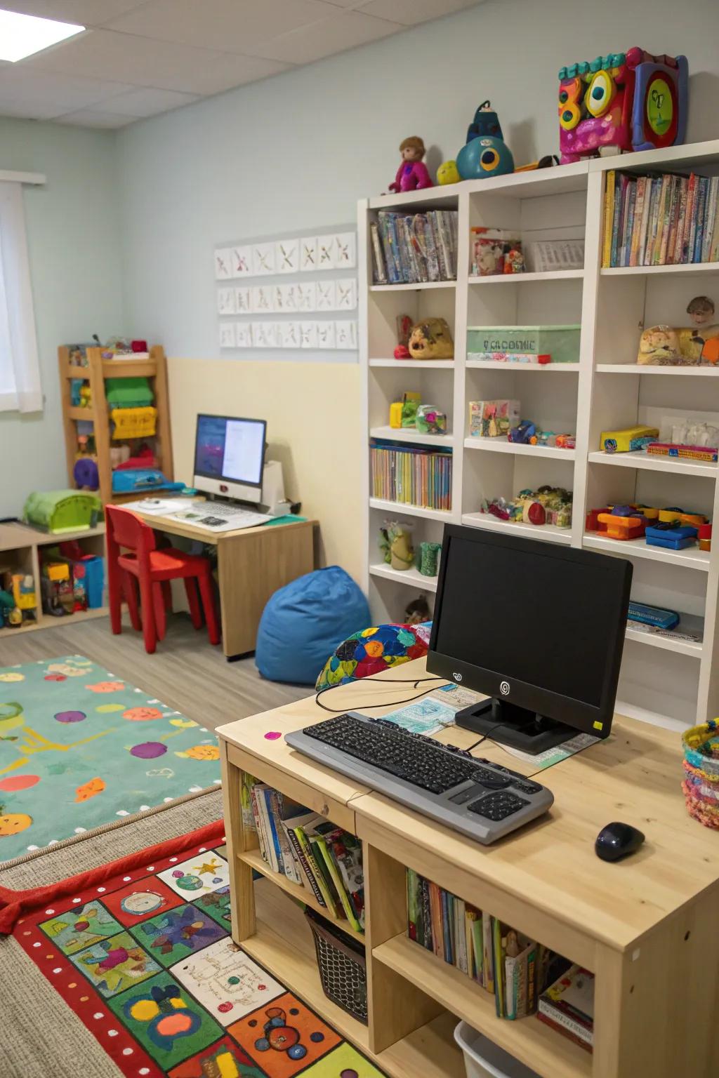 Incorporate technology thoughtfully with a dedicated computer station.
