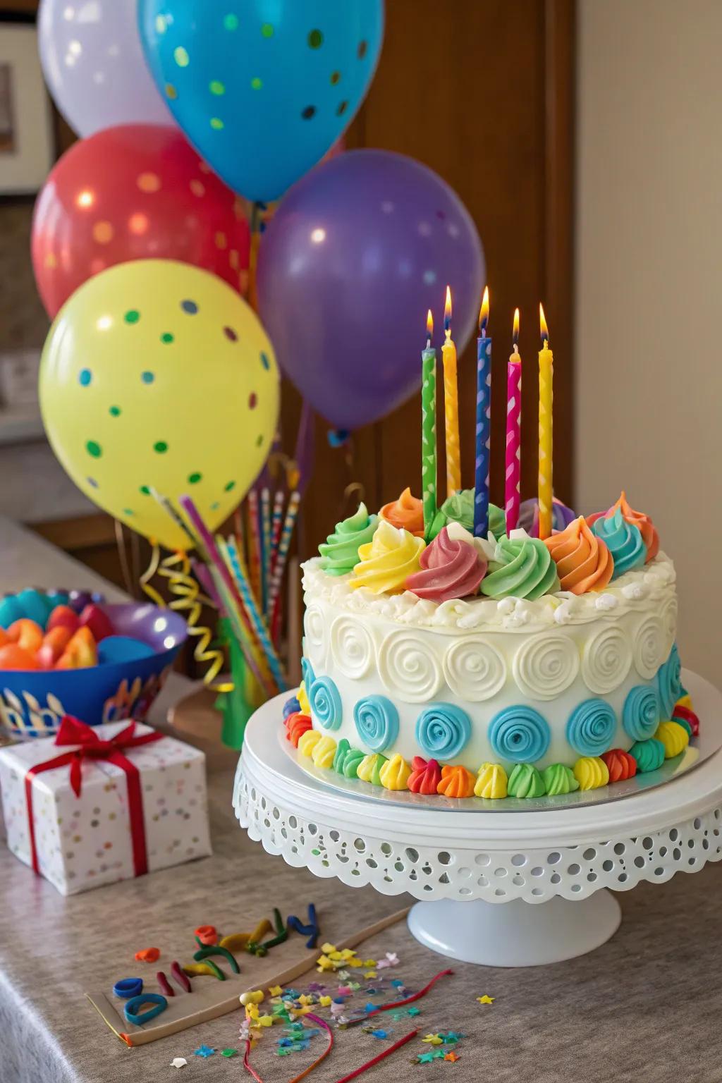 A whimsical confection exhibition renders the birthday celebration exceptionally distinctive.