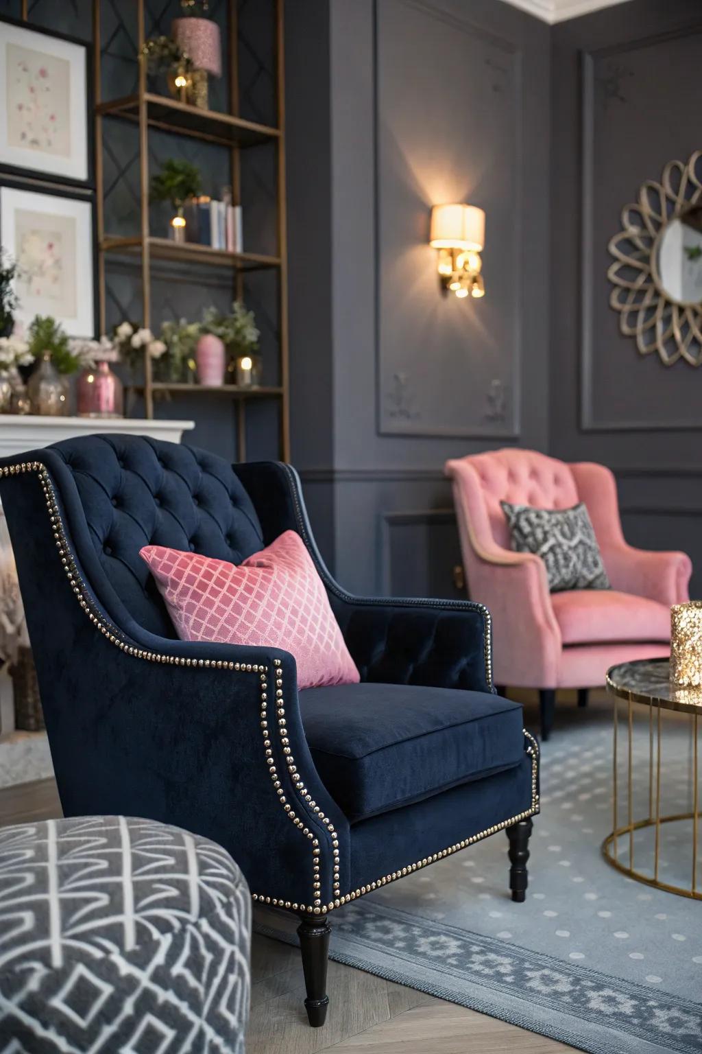 Unexpected color pairings add depth and surprise to the design.