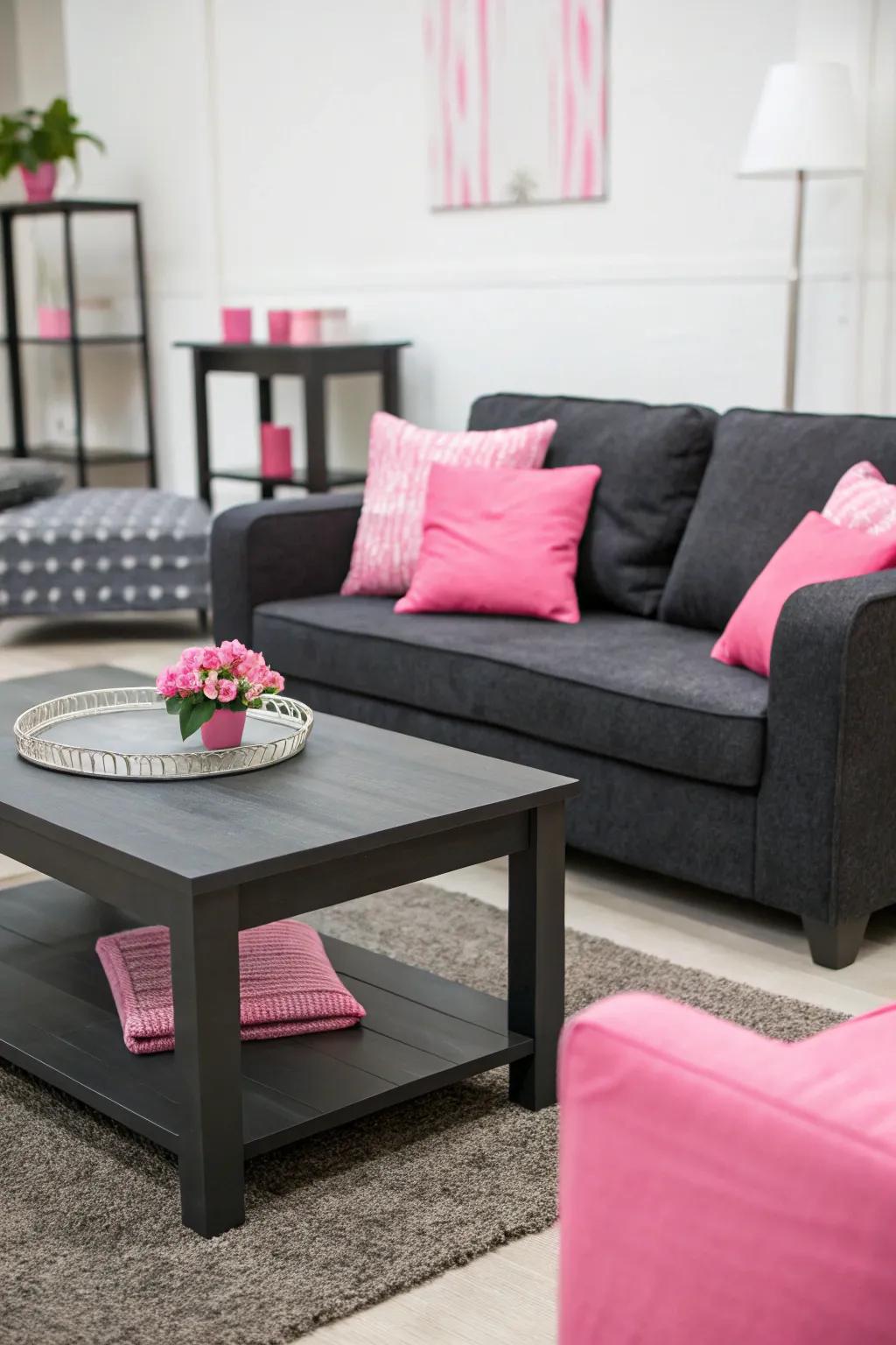 A minimalist approach with rose accents adds subtle elegance.