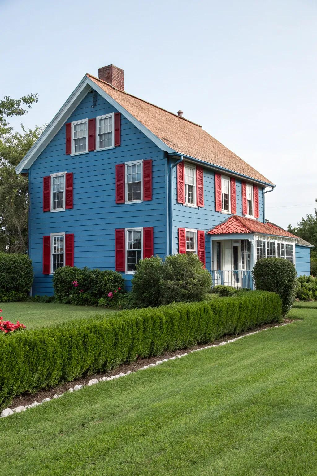 Contrasting closures add charm and character to blue homes.