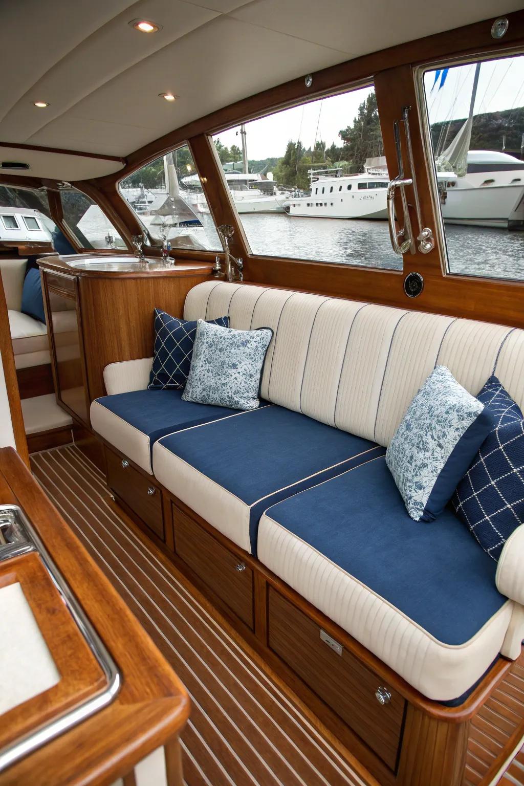 Custom upholstery slipcovers introduce a personalized accent to the seating area.