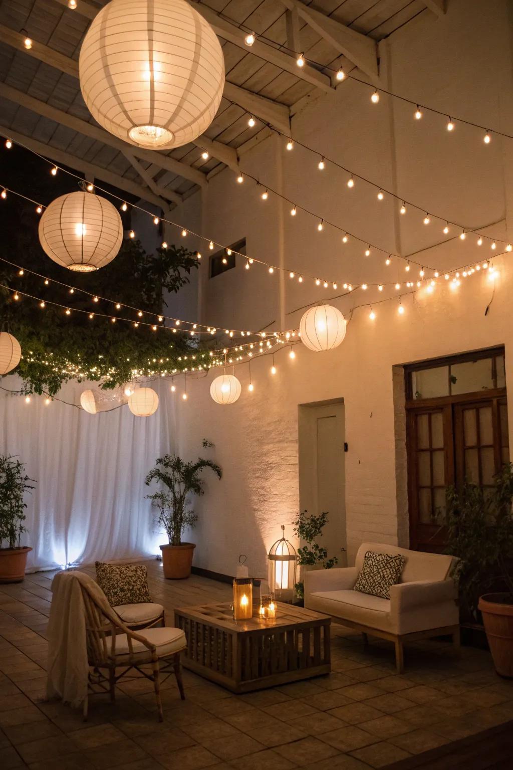 Creative lighting brings an enchanting glow.