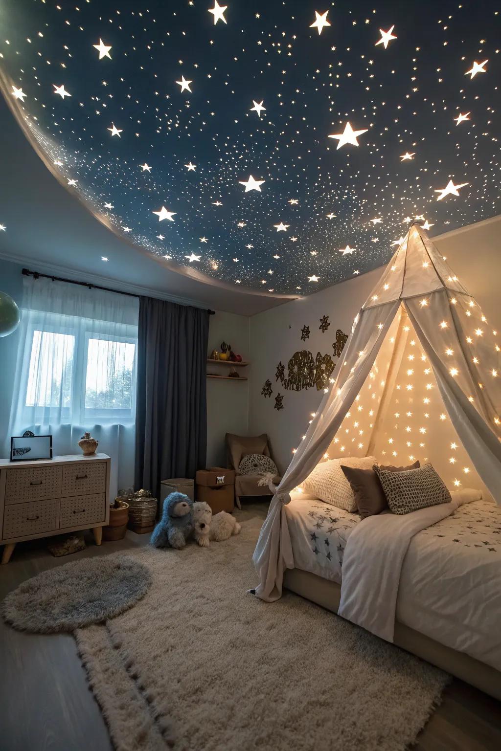 A celestial ceiling inspires dreams and wonder.