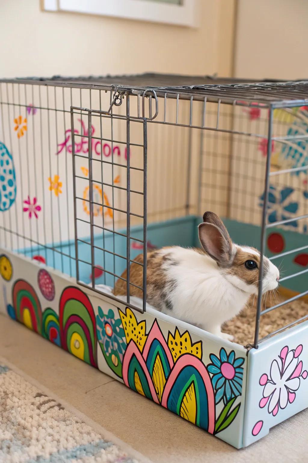 Artistic impulses introduce beauty and creativity to the bunny's dwelling.
