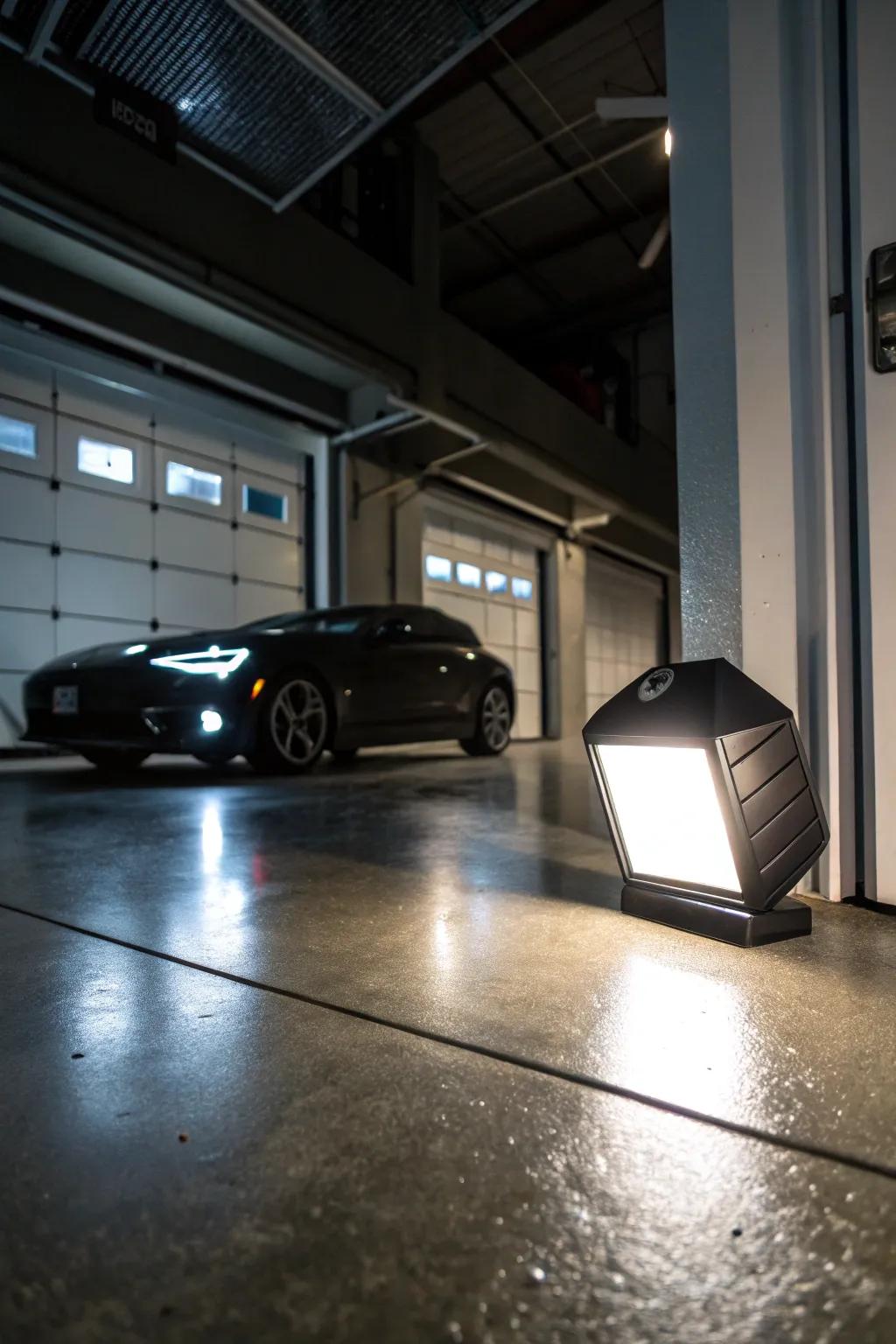 Streamline illumination of your garage effortlessly via elegant motion-sensing luminaires, rendering them intelligent, efficient, and perfectly suited to the contemporary discerning individual.