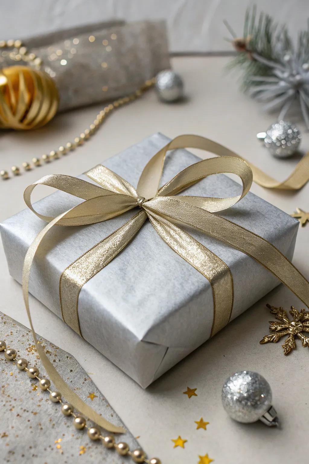 Sumptuous combined metallics for a celebratory sensation.