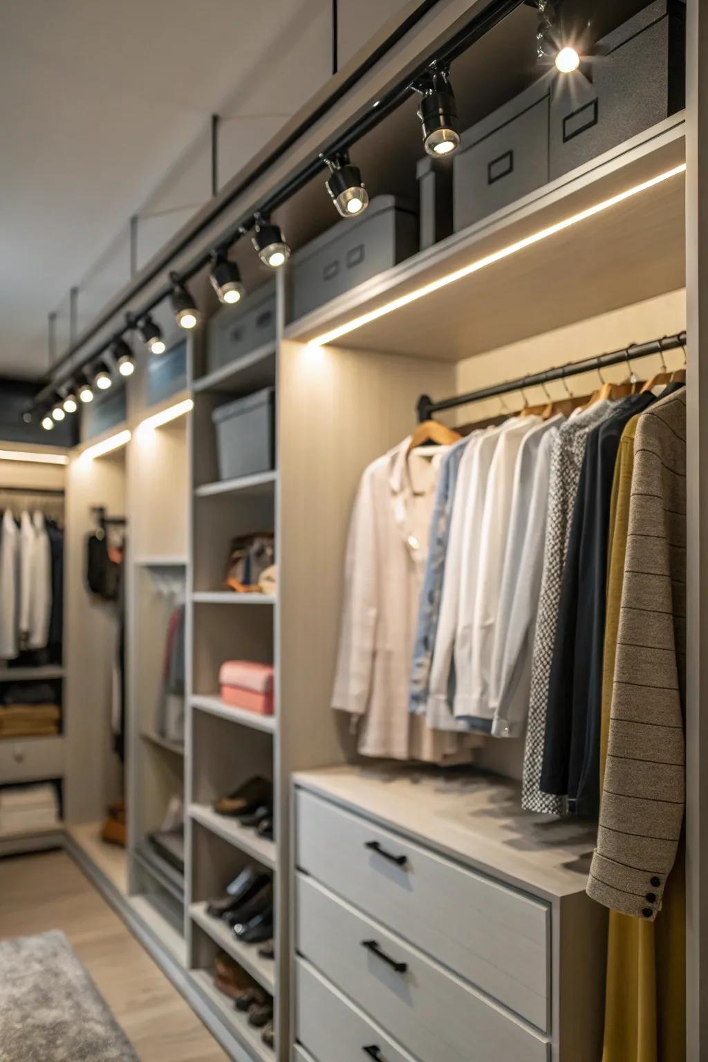 Adaptable track lighting provides focused illumination where you need it most.