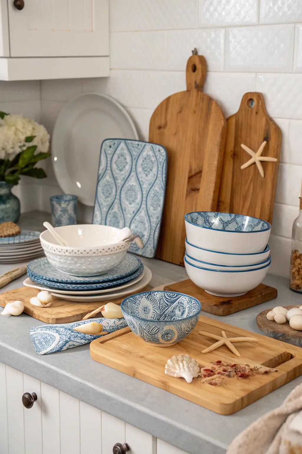 A coastal cooking space invites seaside charm into daily life.