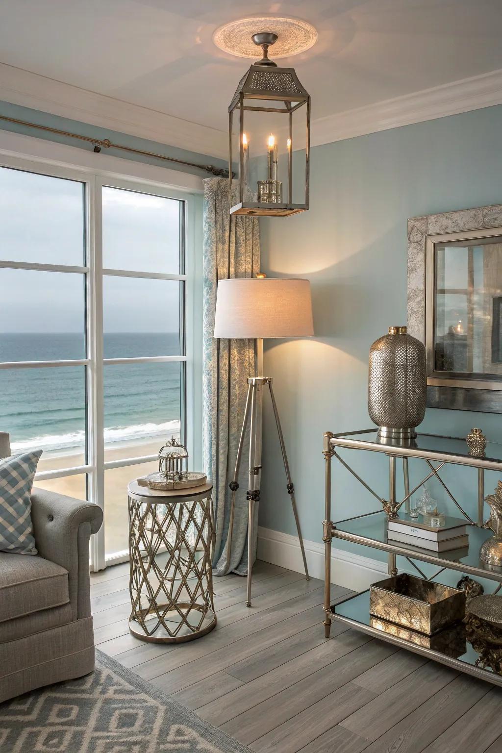 Metallic accents introduce warmth and elegance.