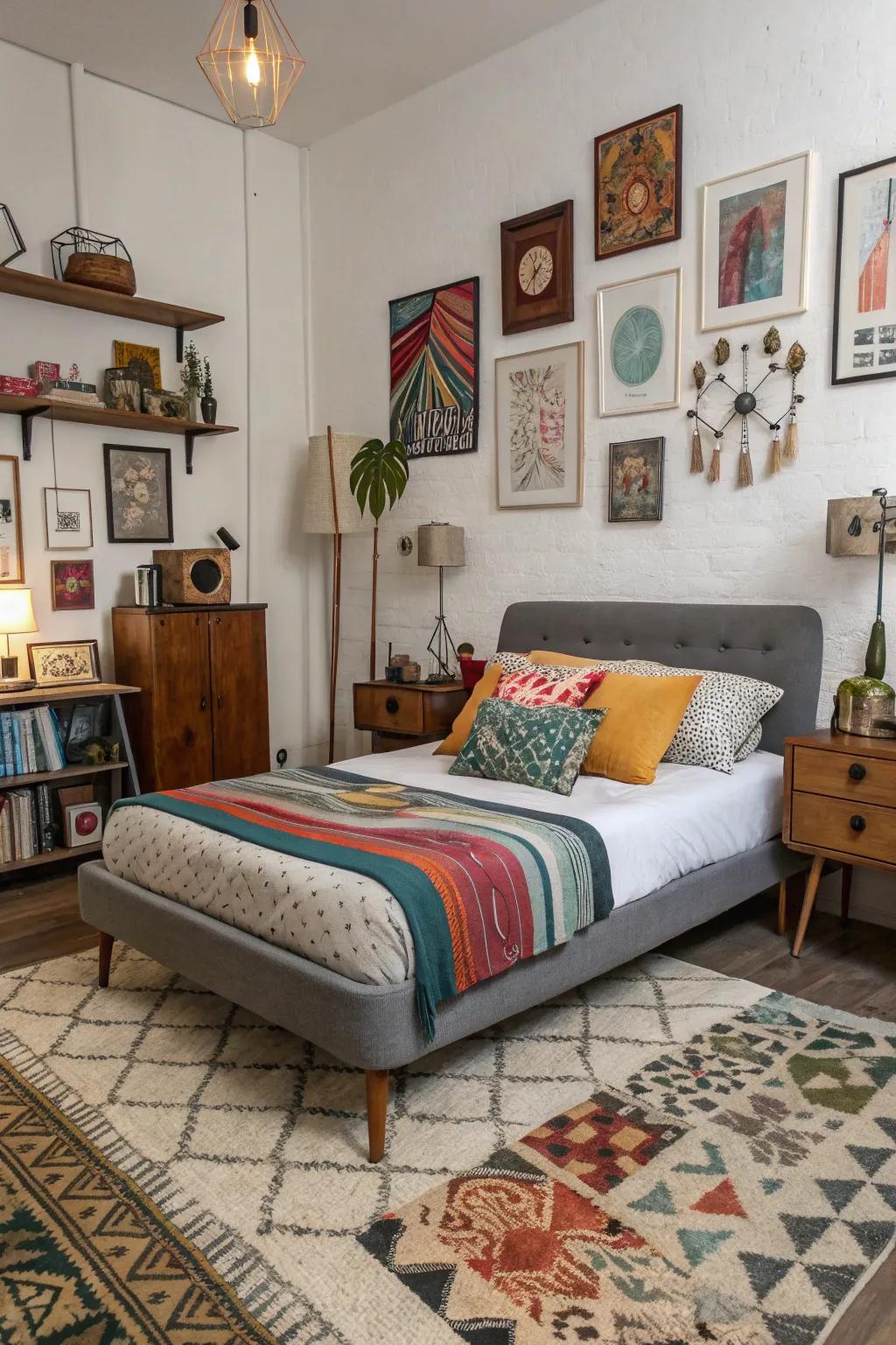 Varied components convey individuality and diversity to the sleeping quarters.