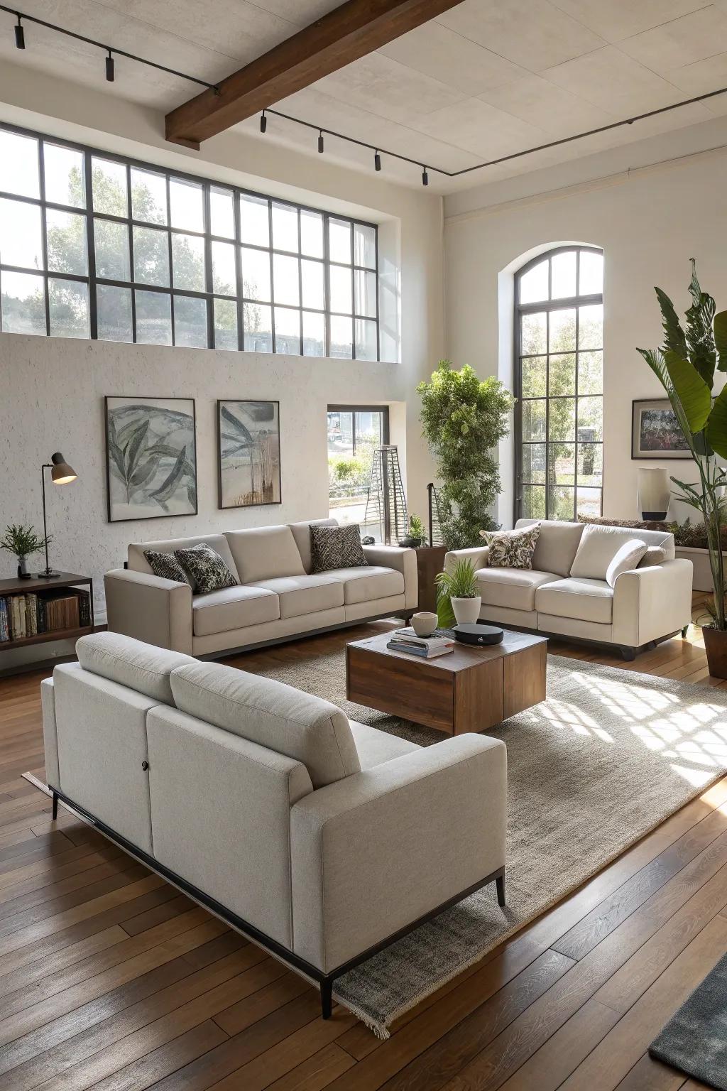 Versatile adaptable furnishings adjust to any space.