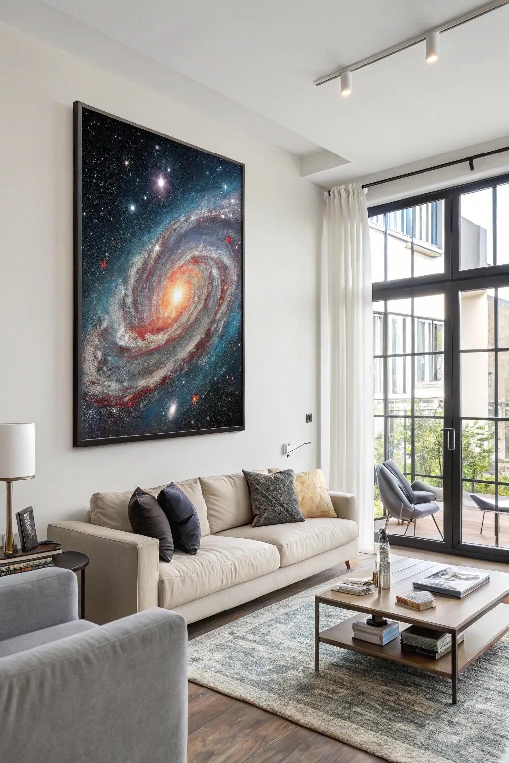 A galactic painting infuses your setting with wonder and celestial enchantment.