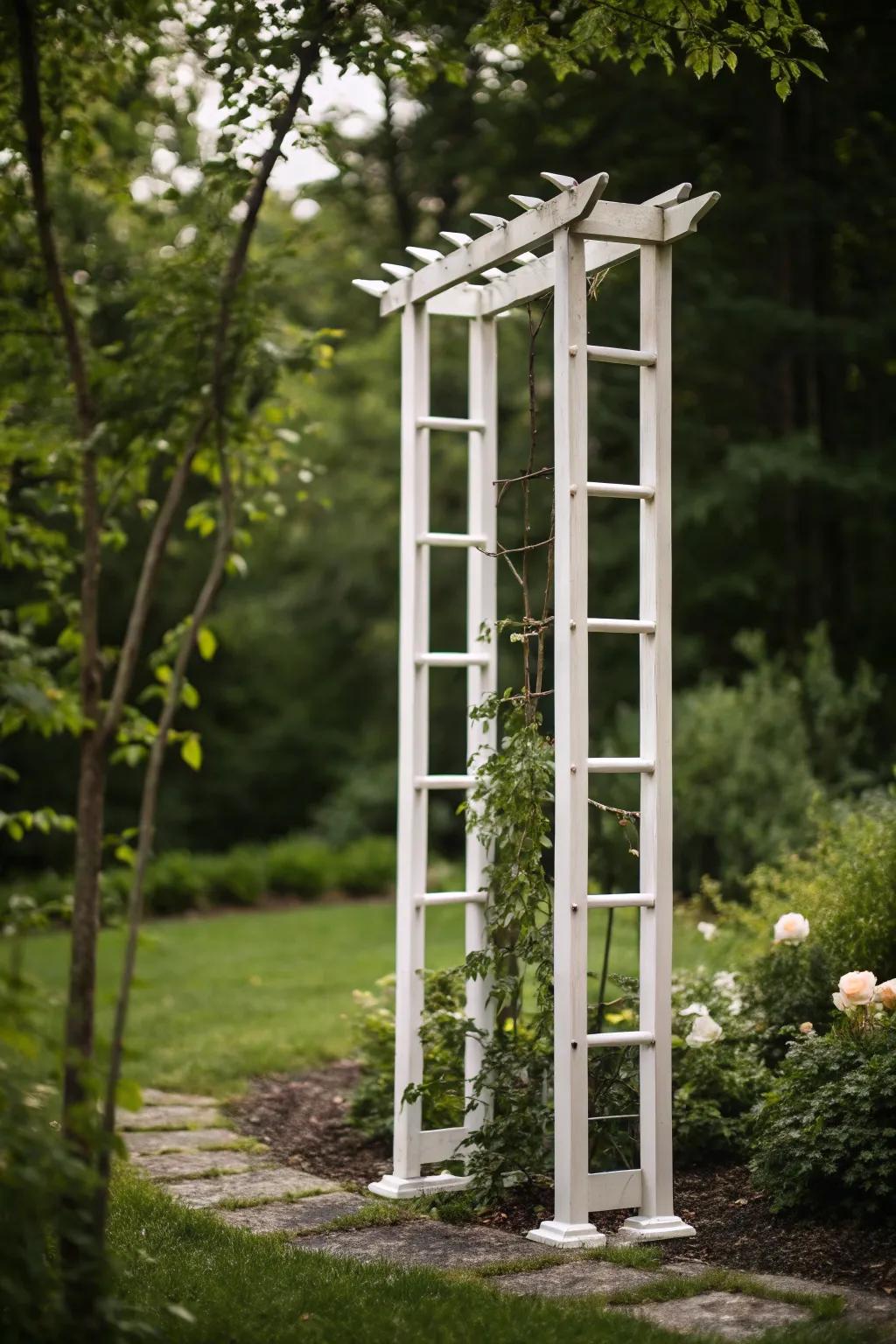 A sophisticated minimalist trellis design gracing a modern garden.