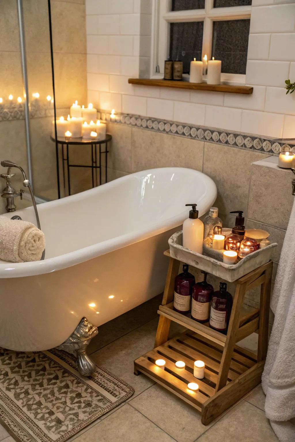 A vintage tub that encourages indulgent relaxation.