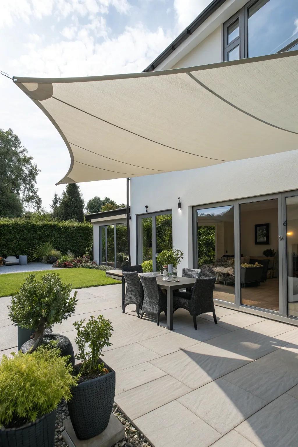 A sunscreen sail extends a straightforward and fashionable means to encapsulate your patio.