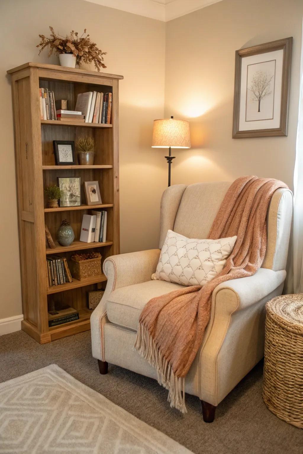 A reading nook welcomes relaxation.