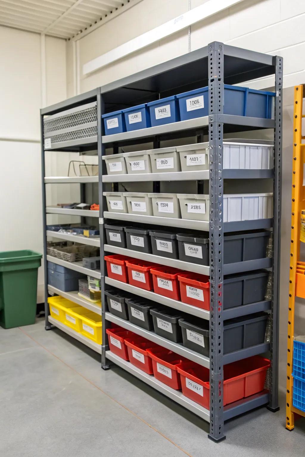 Movable racks offer flexible and adaptable storage options.