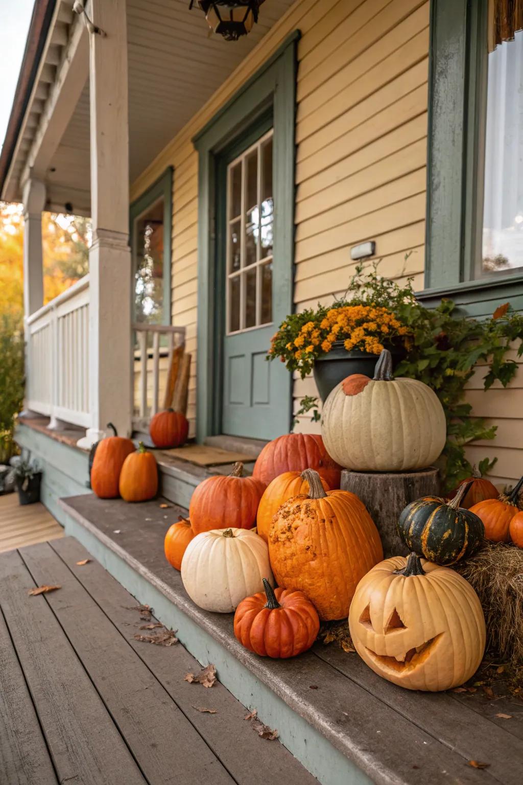 A vibrant pumpkin patch greets guests.