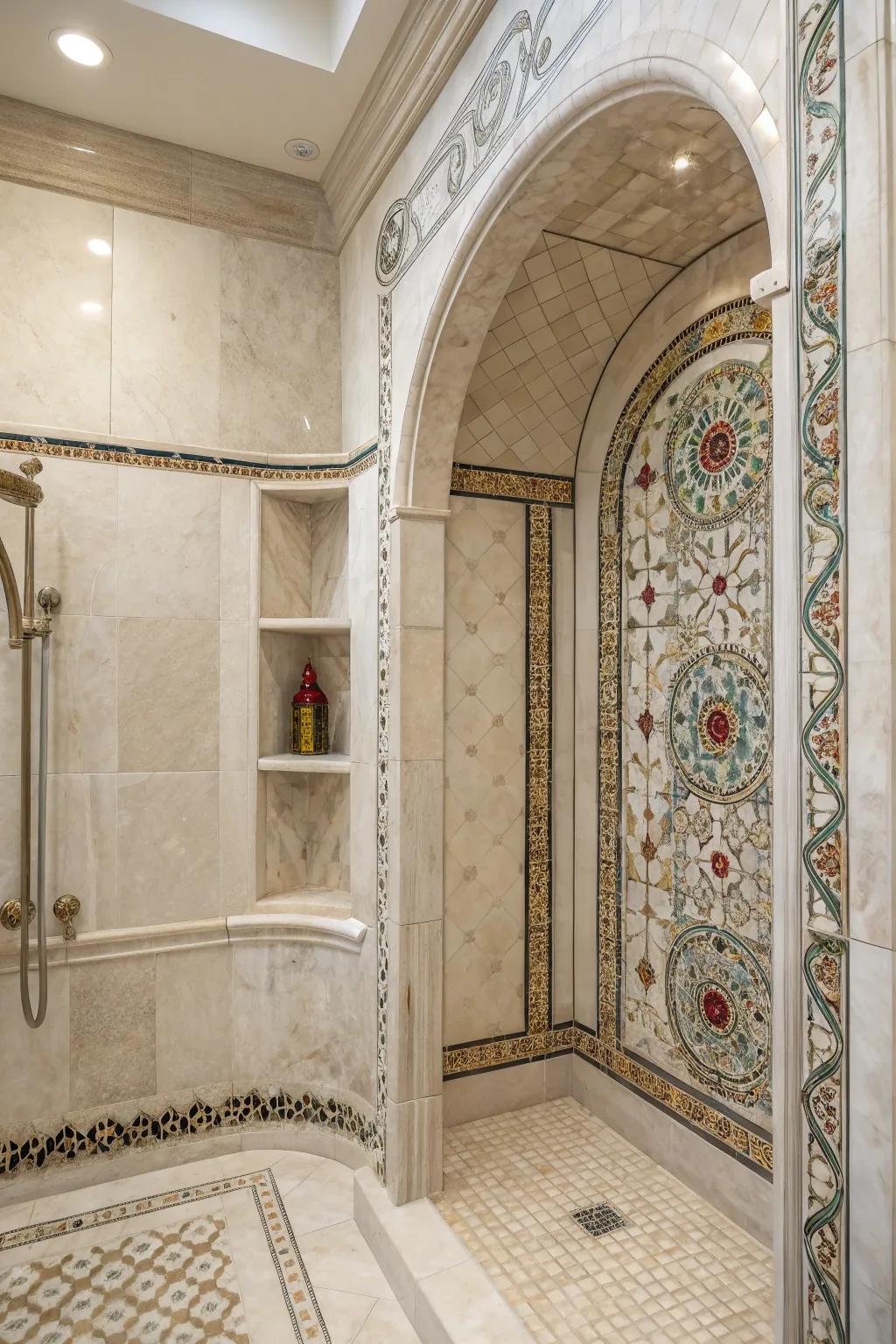 Artful details can transform refined composite showers into works of art.