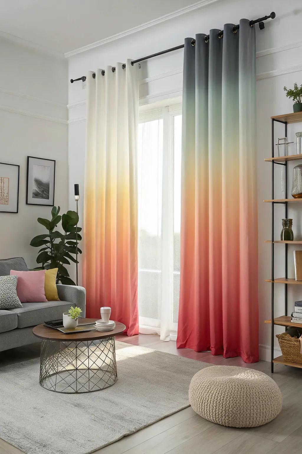 Ombre drapes introduce a modern and artistic flair.