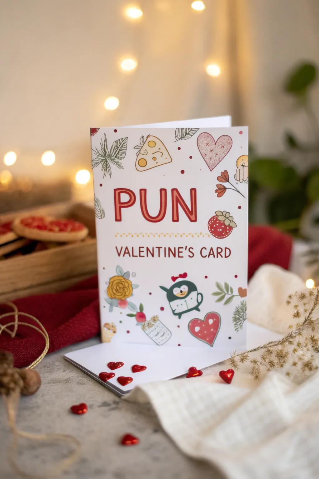 A lighthearted play-on-words themed greeting, certain to convey a grin.