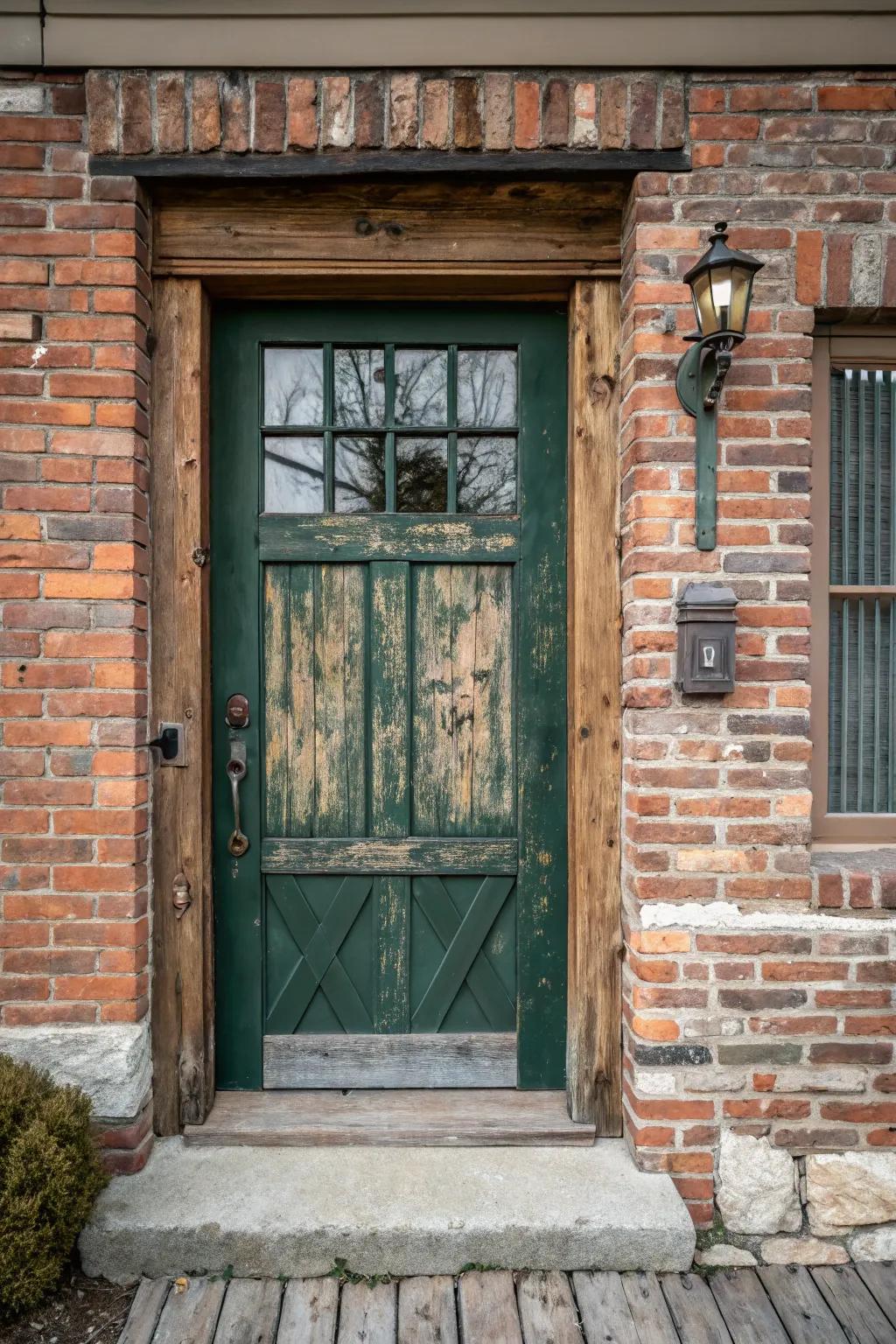 Country components deliver a cozy, rural charm to the entry.