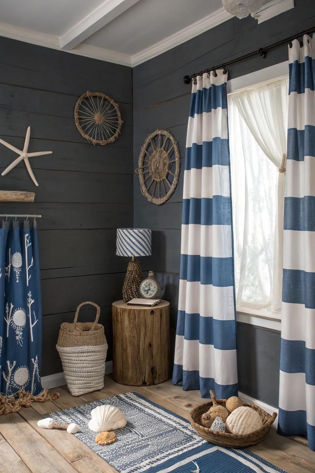 Coastal vibes creating a refreshing atmosphere in a grey room.