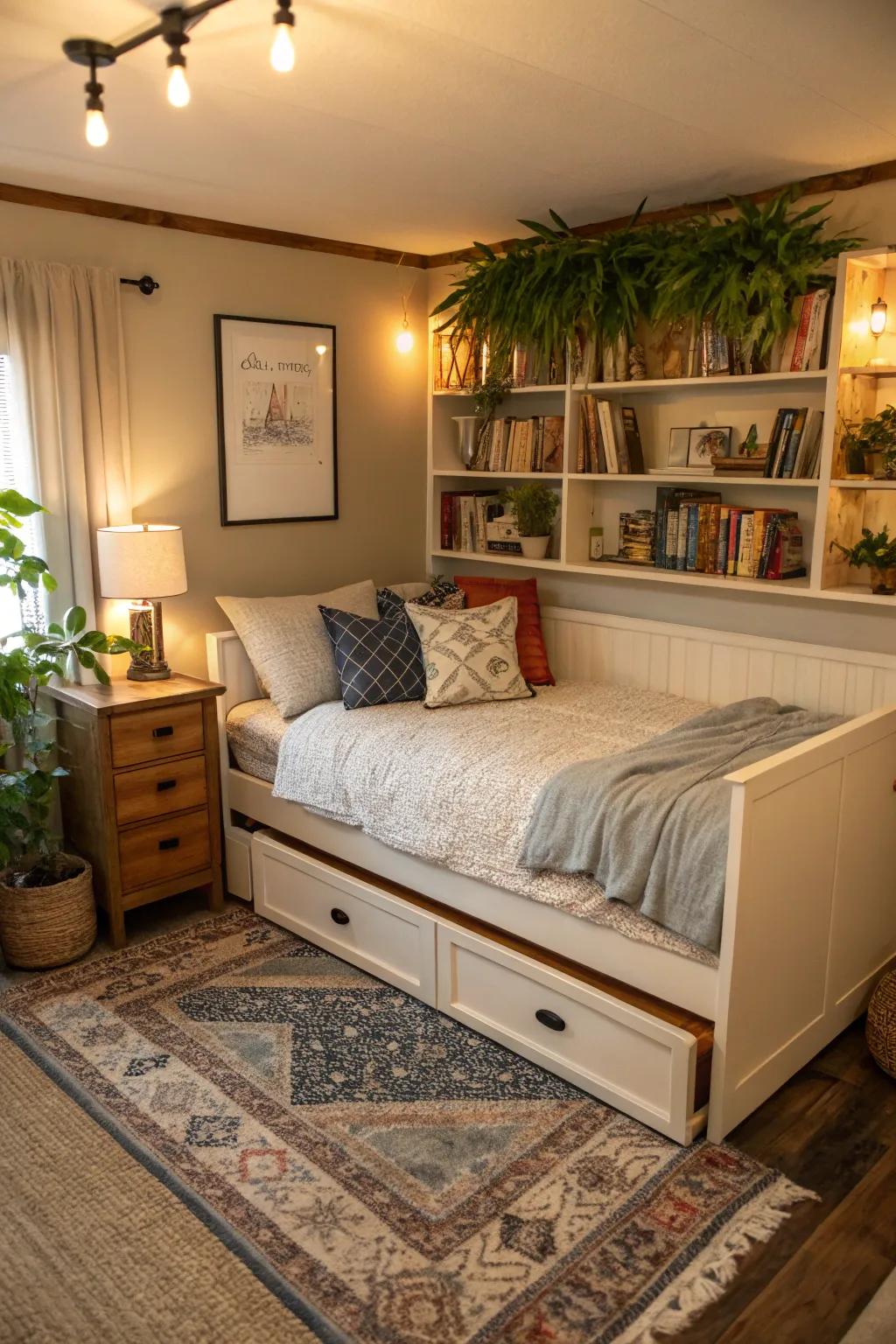 Enhance functionality with a daybed featuring a trundle.