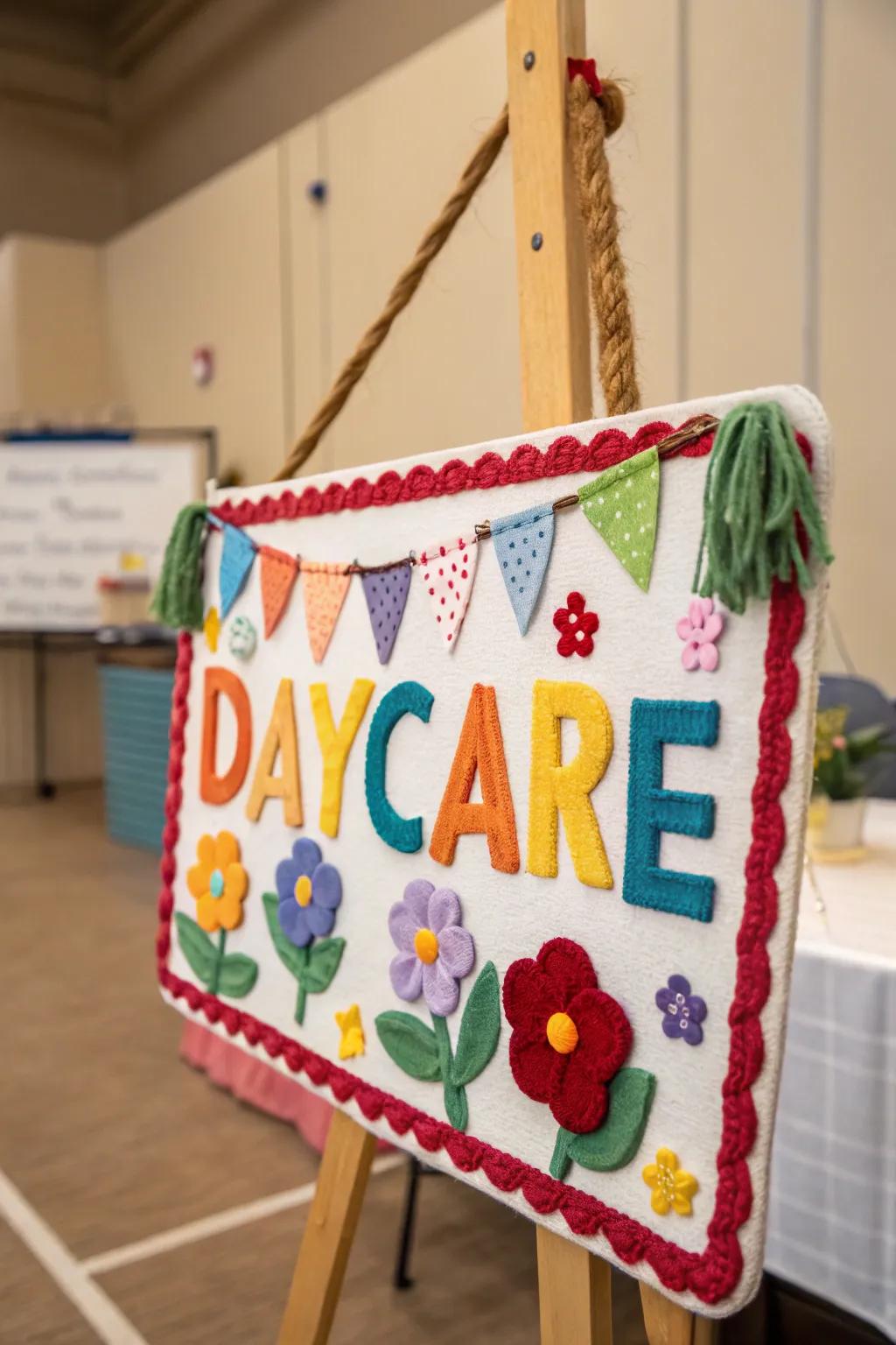 A DIY crafty marker infuses a personal and creative embellishment to the daycare.