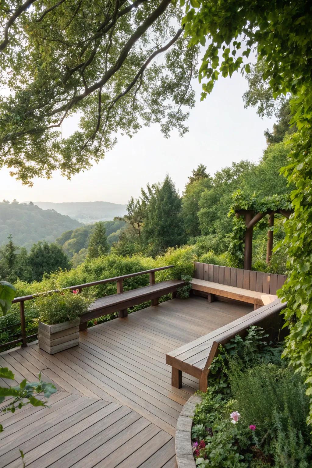 Inset benches offer seating and style in one package.