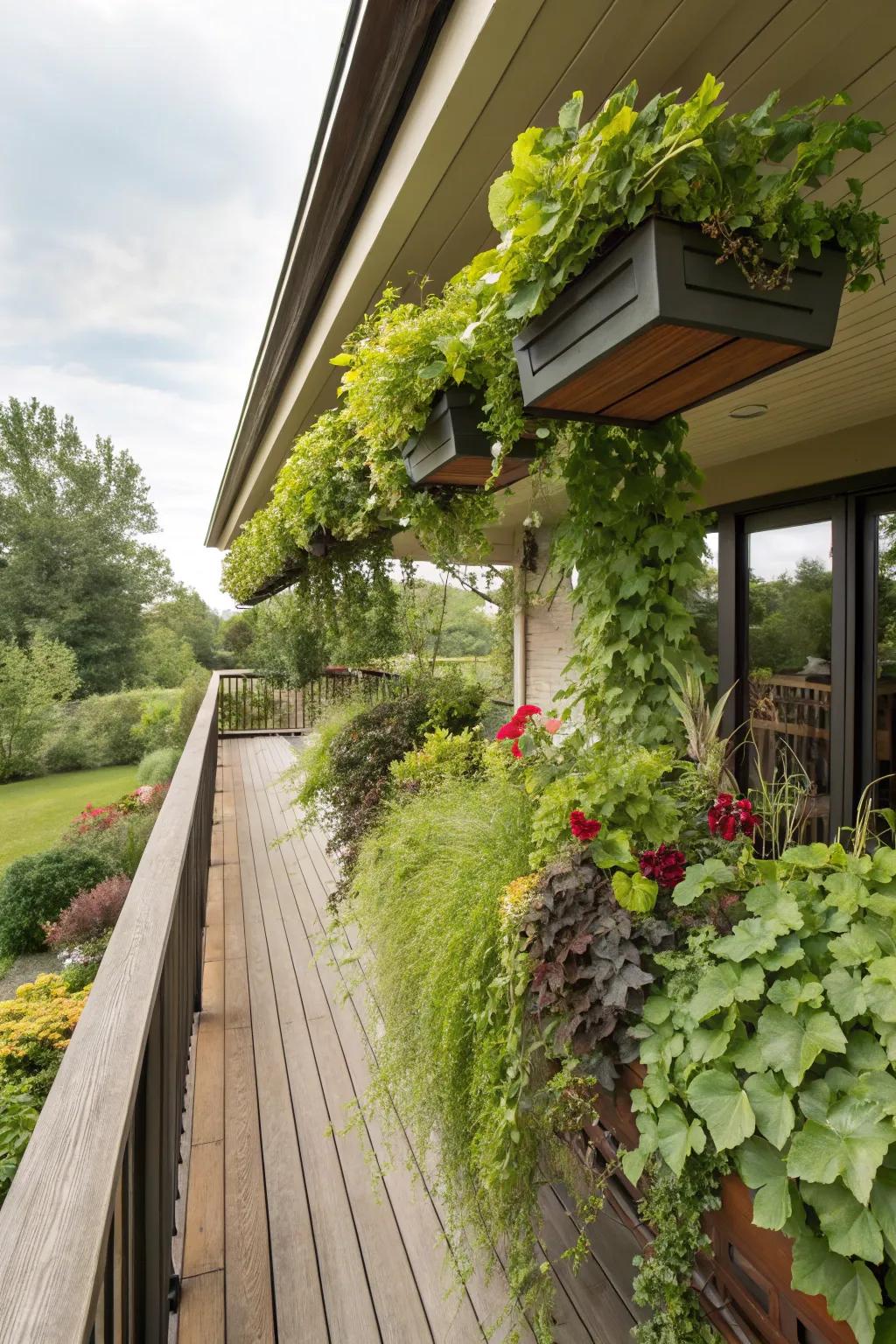 Fascia with integrated planters brings nature closer to your living space.