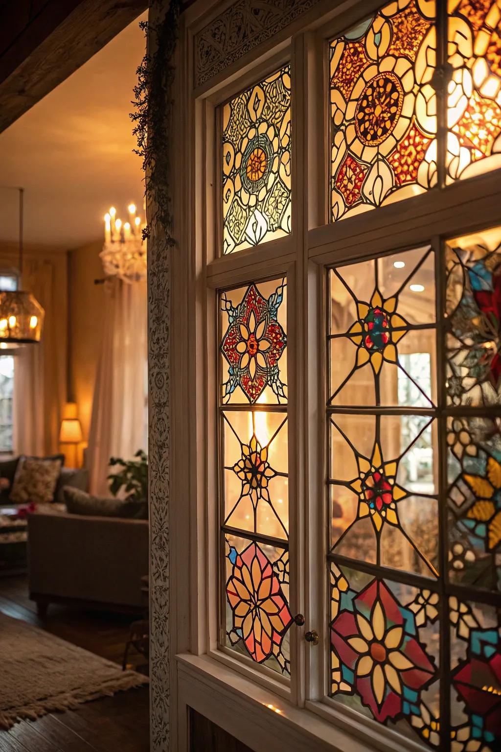 Decorative window films offer privacy with artistic flair.