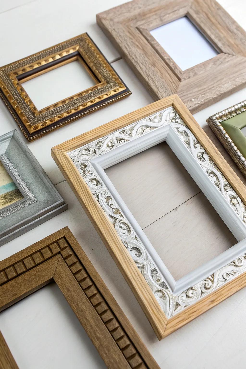 Blending frame materials adds dynamic texture and interest to decor.