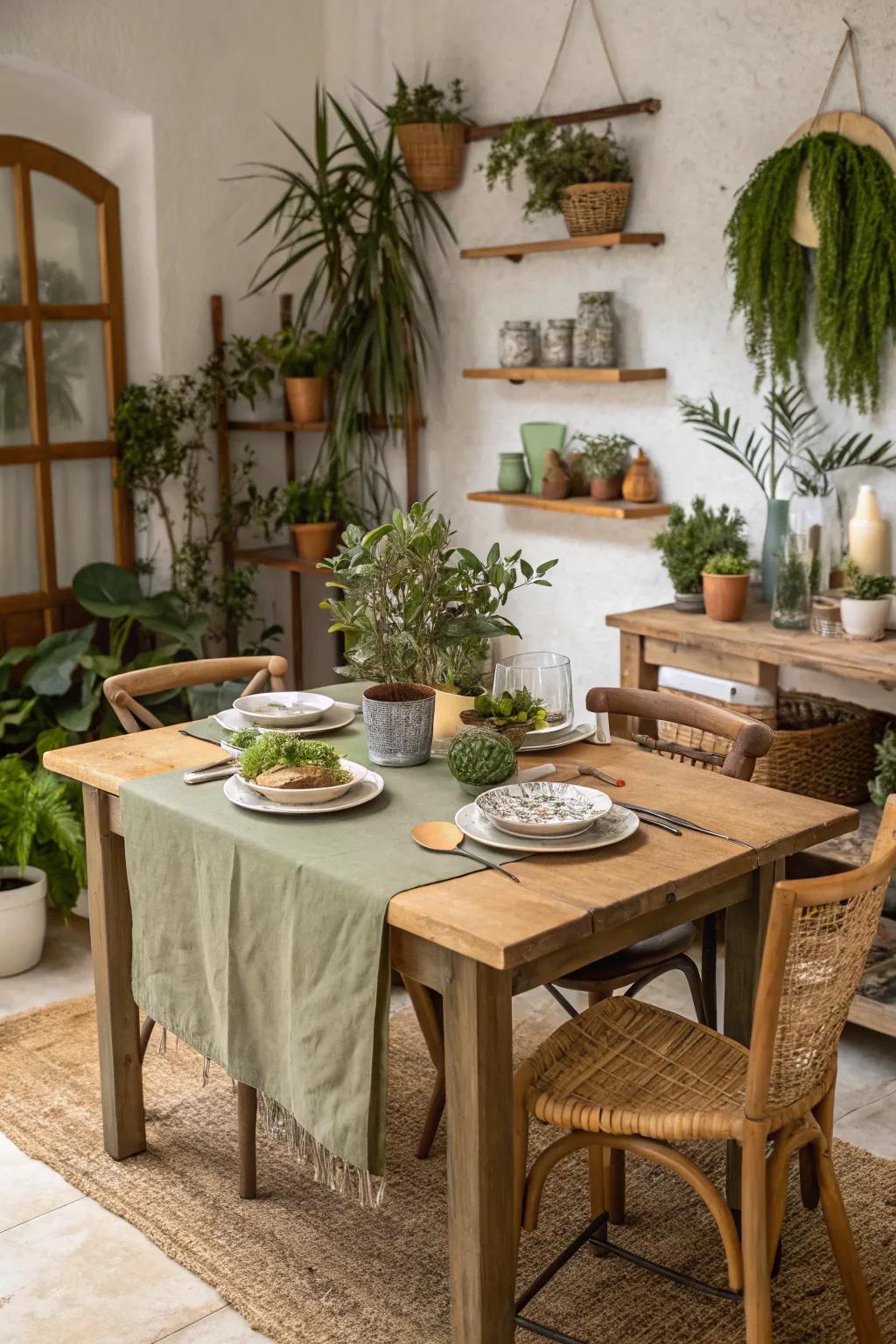 Verdant finish integrates terrestrial tones and natural vibrations.