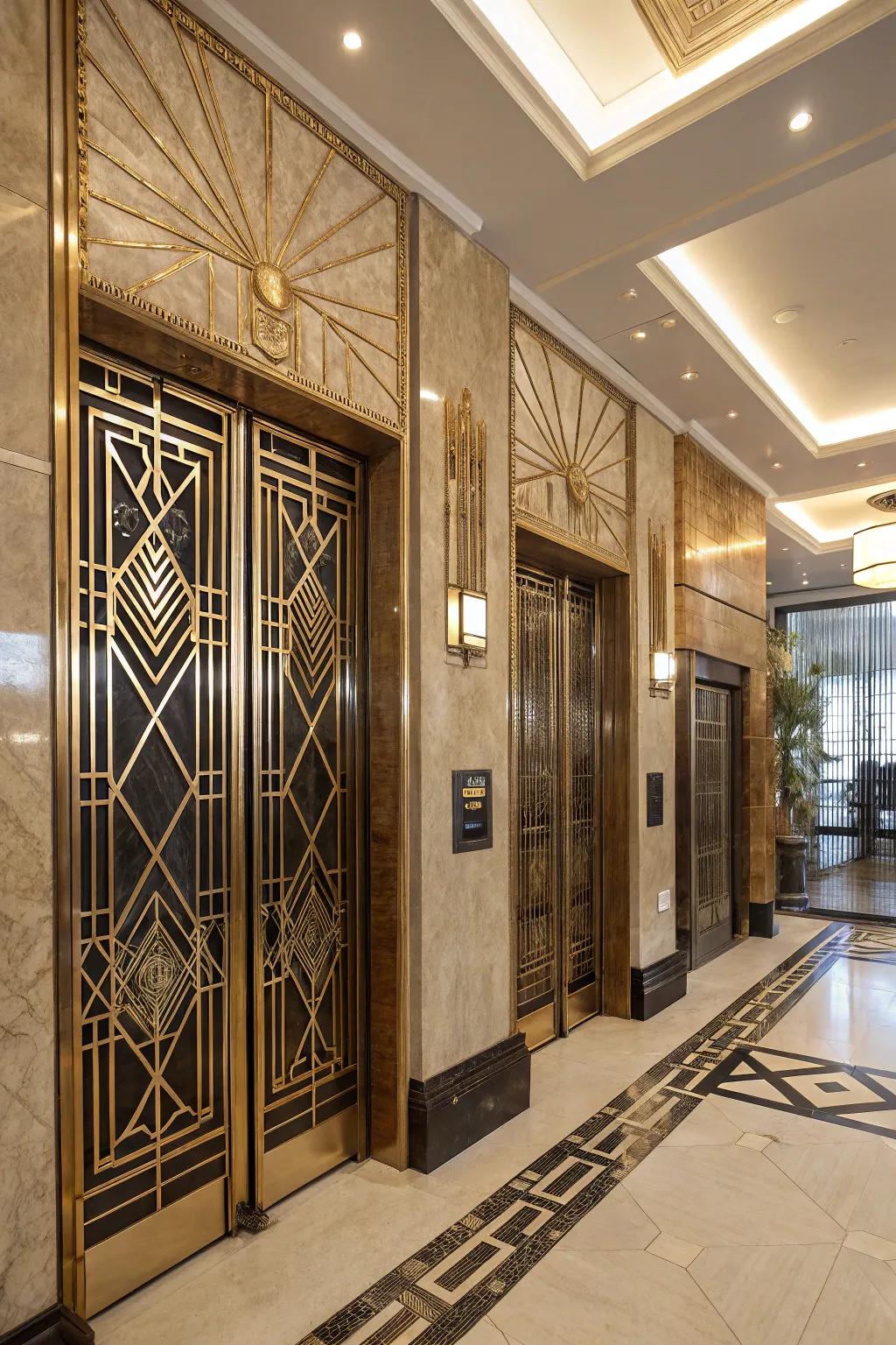 Incorporate magnificence through Art Deco doors.